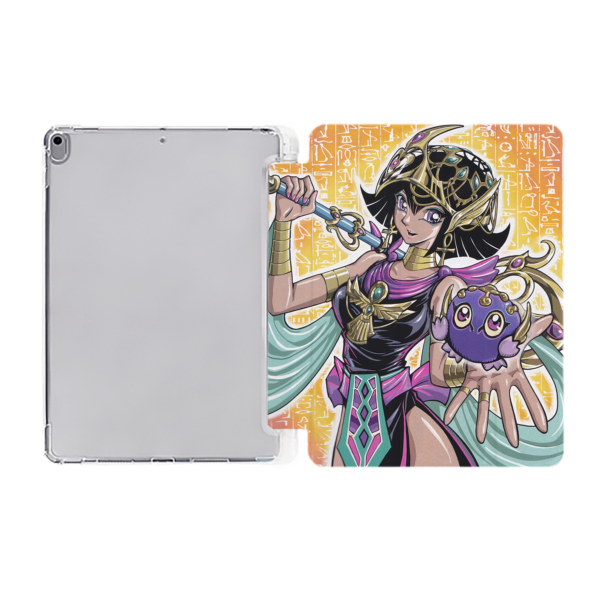 （画像用） 遊☆戯☆王 Yu-Gi-Oh! IPad ケース ペン収納付き 三つ折りスタンド PUレザー×シリコン 対応機種9.5/10.5/10.9インチ